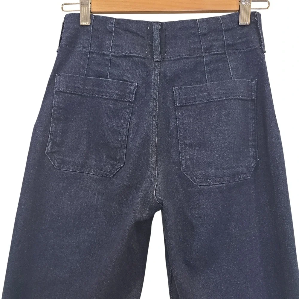 Maeve The Colette Wide Leg Jeans Womens Size 24 Dark Wash High Rise Patch Pocket - Picture 5 of 7